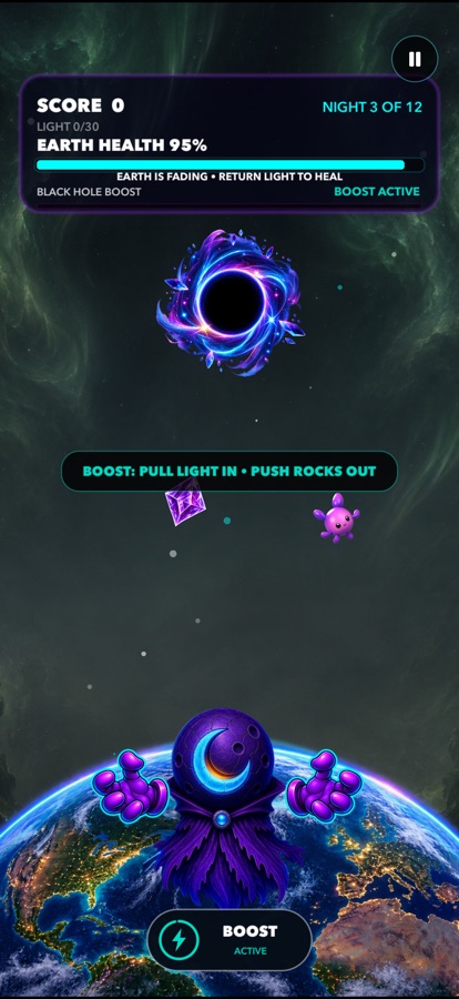 Moon Mimic gem-catching gameplay
